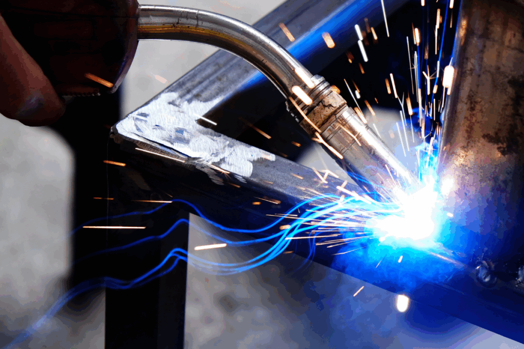 A Person MIG Welding - AC Fabrication And Assembly - Agricultural Equipment Manufacturers
